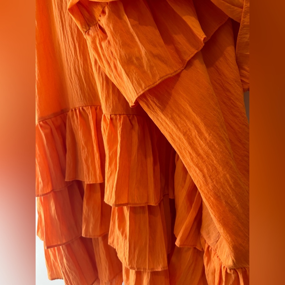 DeDe Orange Sleeveless Ruffle Dress - Picture 3 of 4